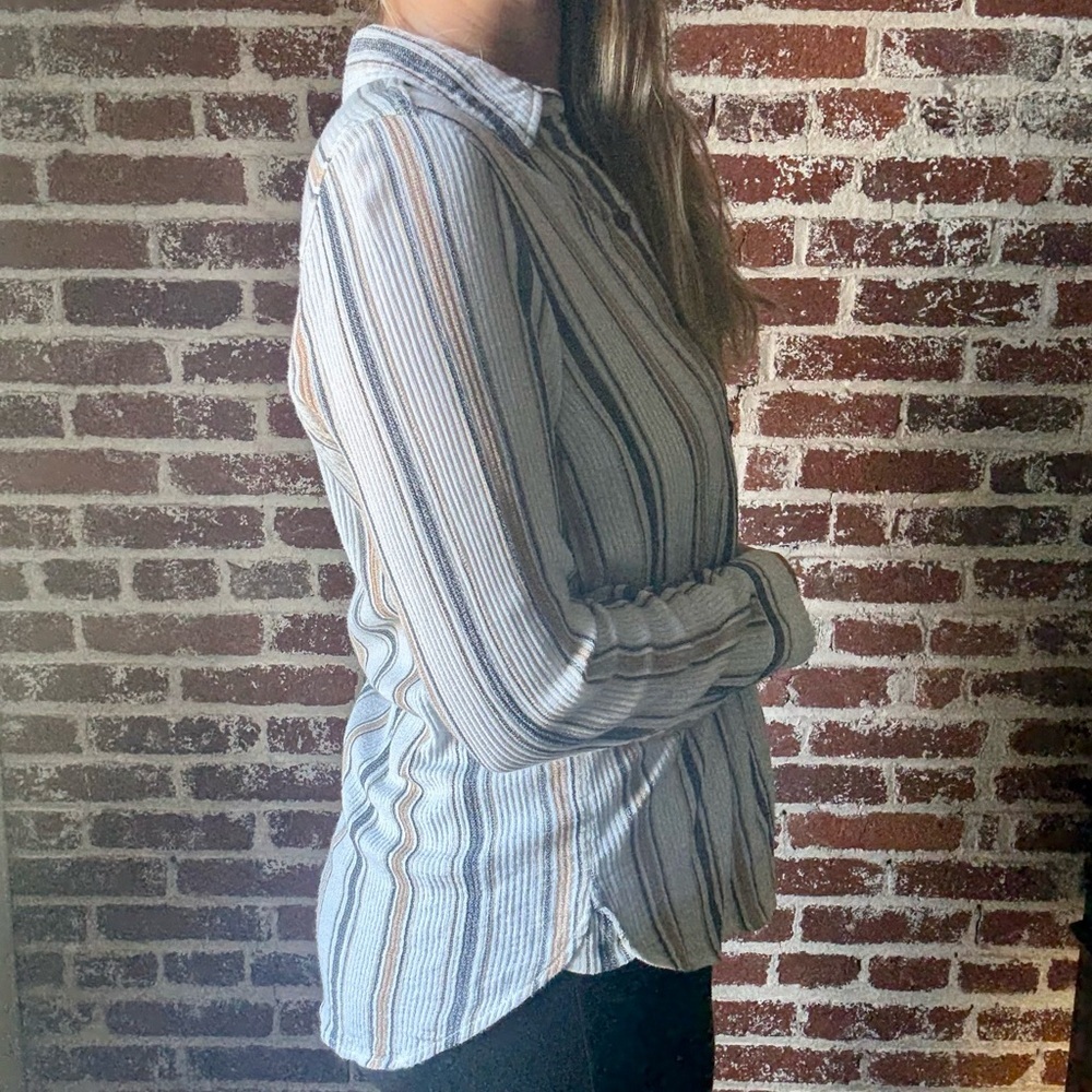 Sonoma Striped button down neutral blouse - Picture 5 of 8